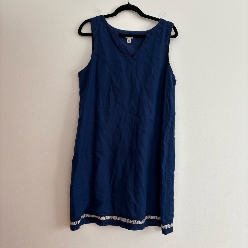 Hatley Linen Shift Dress Blue Boho Beach Travel Vacation Cruise Resort Cover Up